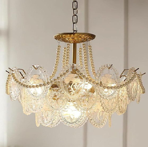 Un majestuoso adorno de corona de latón envuelto en tubos de vidrio rectos y gemas esféricas colgantes, disponible a precios de mayorista. - Product Image 2