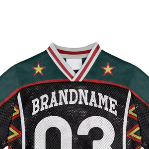 Maillot de football personnalisé à sublimation, col en V, coupe oversize, style vintage streetwear hip-hop, t-shirt ample pour homme - Product Image 3