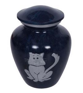 โกศโลหะรูปแมวสีเงินสลักรูปแมวใส่ศพสำหรับสัตว์เลี้ยงใส่เถ้ากระดูกสุนัขและแมว - Product Image 1