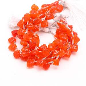 Perles en pierre de cornaline naturelle en forme de feuille, perles en pierre de cornaline sculptées à la main, fabrication de bijoux, perles en pierre de cornaline naturelle de 10-11 mm - Product Image 4