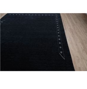 Tapis en laine Gabbeh noir tissé à la main avec bordure à pois blancs, grand tapis de sol, décoration d'intérieur confortable - Product Image 3