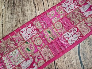 Bohemian Printed Table <b>Runner</b> Pink Paisley Pattern Polyester <b>Washable</b> Home Decor India Made - Product Image 3