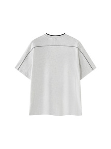 Camiseta Oversize para Hombre con Detalle de Costura y Hombro Caído, Cuello Redondo, Peso Pesado, Estilo Streetwear con Líneas de Costura en Contraste - Product Image 2