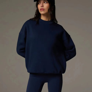 OEM Custom Sequined Front High Quality 100% Cotton French Varsity Oversized Yoga Reversible Women's Mockneck Streetwear - Product Image 1
