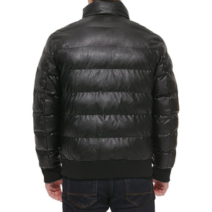 High Quality Customized Sheep Leather Puffer <b>Jacket</b> High Street Style Stand Collar Eco-Friendly <b>Waterproof</b> Unisex Men Front - Product Image 2