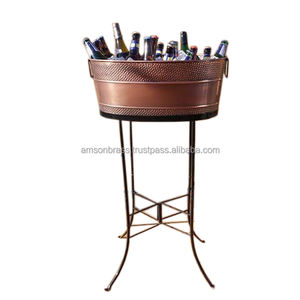 Ice Beverage Cooler with Stand Decorative Wine Cooler Stand <b>Galvanized</b> Oval Ice Bucket Party <b>Tub</b> with Stand Party Event - Product Image 2