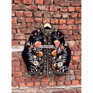 Indian velvet Jacket Handmade Short Unisex Jacket Uzbek Embroidery Jacket With Inside Cotton Lining Boho Women's Jacket - Product Image 1