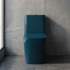 WC monobloc en céramique de qualité supérieure, à poser au sol, avec système de chasse siphonique, pour une infrastructure de salle de bain contemporaine - Product Image 2