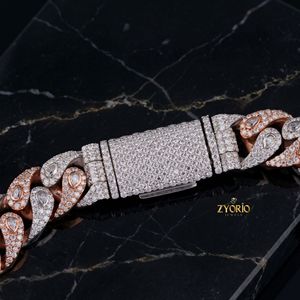 Luxury Two Tone Iced Out Cuban Link <b>Chain</b> <b>Necklace</b> for Men Women Rose Gold Silver Hip Hop Jewelry with Diamond Clasp - Product Image 3