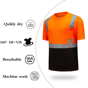 T-shirt de sécurité anti-collision pour la construction, 100% polyester, haute visibilité, t-shirt classique, séchage rapide, avec poches - Product Image 3