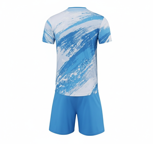 Camiseta de Fútbol para Hombre, Azul y Blanca, con Estampado Abstracto, Manga Corta, Cuello Redondo, Absorbe la Humedad, Corte Regular, Ropa de Verano - Product Image 3