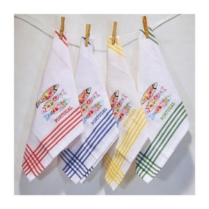 Haute absorption d'eau huile antiadhésive brodée nettoyage salle à manger doux 100% coton biologique certificat GOTS torchons de Table - Product Image 4