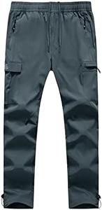 Pantalon cargo pour homme léger, taille élastique, devant plat, taille mi-haute, poches surdimensionnées, mélange polyester/coton, service OEM - Product Image 5