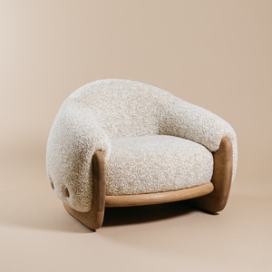 Sofá individual curvo moderno nórdico, Sillón tapizado con marco de madera para vivir en <span class=keywords><strong>Roma</strong></span> - Product Image 1
