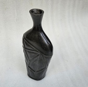 Modern Handmade Metal Tabletop <b>Vase</b> Geometric Design Textured Finish Black Decorative Art Piece - Product Image 3