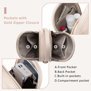 Borsa a Tracolla Rosa da Donna con Manico e Tracolla Regolabile, 2 Tasche con Cerniera, Piccola Borsa Porta Cellulare - Product Image 4