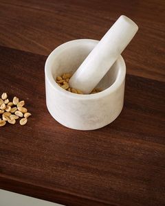 Solid Stone Marble Mortar <b>And</b> Pestle <b>Set</b> For Crushing <b>Spices</b> <b>Herbs</b> Seeds Nuts <b>And</b> Preparing Fresh Ingredients - Product Image 3