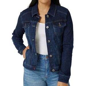 เสื้อแจ็คเก็ตยีนส์ผู้หญิงสองสี แต่งผ้าแบบ Patchwork สีสันตัดกัน แฟชั่นเสื้อโค้ทยีนส์ - Product Image 5