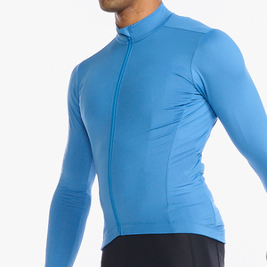 Men's Long Sleeve <b>Cycling</b> Jersey Blue Full Zip Road Bike Wear Breathable Quick Dry 100% Polyester 180g - Product Image 5