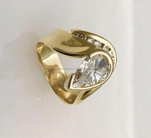 Pear Cut Bypass <b>Ring</b> in 925 Sterling Silver <b>Unique</b> <b>Engagement</b> Wide Band Moissanite Minimalist Prong Setting for Modern Jewelry - Product Image 3