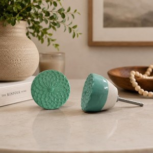SHUBHAM Decorative Flower Cabinet <b>Knob</b> Porcelain Cabinet Handle Furniture Hardware for Kitchen <b>Drawer</b> Door - Product Image 1