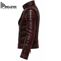 Blouson de moto en cuir rouge foncé haut de gamme pour homme, personnalisé, hiver, style rock, fermeture éclair frontale, écologique, ajustable, haute qualité