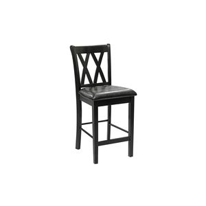 ชุดโต๊ะรับประทานอาหาร 5 ชิ้น สีดำ พร้อมเก้าอี้หุ้มหนังเทียม โต๊ะสูงระดับเคาน์เตอร์ พร้อมชั้นวางด้านล่าง และเก้าอี้ 4 ตัว - Product Image 5