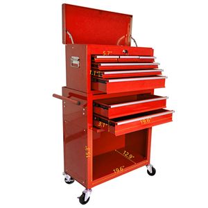 High Capacity 8-Drawer <b>Rolling</b> <b>Tool</b> Chest with Wheels RED-Convenient <b>Tool</b> Storage Cabinet - Product Image 5