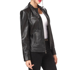 High Quality Women Genuine Leather Jacket Style Crop Biker Type Genuine Lambskin Leather Jacket For Women's - Product Image 4