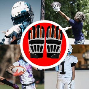 Gants de football américain personnalisés en gros – Qualité supérieure, paume adhérente, dos imprimé en silicone, antidérapants et imperméables - Product Image 2