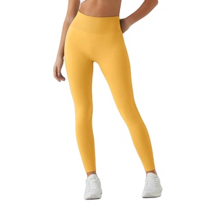 High Waist Seamless Yoga Leggings Full Length Solid Color Spandex Polyester <b>Tights</b> For Women Exercise Sports Wear - Product Image 1