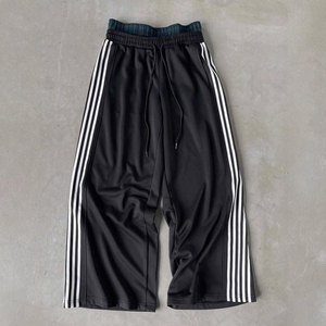 Pantalones anchos casuales para hombre, estilo jogger, con doble cintura y rayas laterales, talla grande, estilo urbano moderno y elegante. - Product Image 3