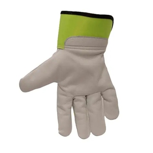 Gants de travail réfléchissants haute visibilité en cuir grainé de vachette premium, robustes, pour ébénistes et jardinage domestique - Product Image 3