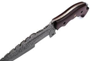 Cuchillo de acero de Damasco hecho a mano con hoja dentada y mango de micarta, cuchillo EDC para exteriores. - Product Image 6