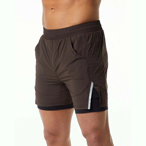 Pantalones Cortos Deportivos de Doble Capa para Hombre, Pantalones Cortos de Compresión para Correr, Personalización OEM, Pantalones Cortos para Hombre de Marca Propia - Product Image 3