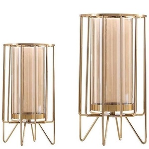 Lanterne carrée décorative de luxe en métal doré, en aluminium et verre, style cage, pour bougies, décoration de mariage et de Noël - Product Image 4