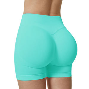 Shorts Deportivos para Mujer, Cintura Alta, Yoga, Sin Costuras, Efecto Levanta Glúteos, Elásticos, Color Sólido, Nueva Colección - Product Image 6