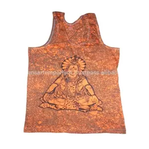 Nouveau Style Tendance Batik Imprimer Hindou Designs Coton Hommes Débardeur T-shirts En Gros De L'Inde