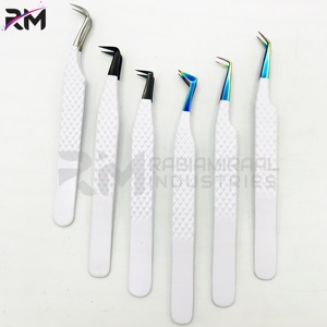 Pinces à cils RMI durables en acier inoxydable certifiées de précision, avec pointes en plasma blanches et revêtement antistatique - Product Image 2