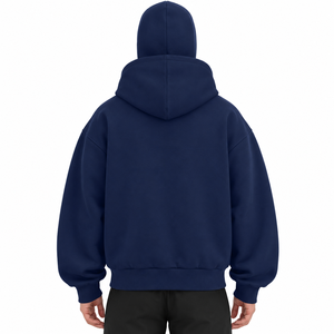 Veste à capuche double balaclava pour homme en polyester et coton, fermeture éclair intégrale, style décontracté avec capuche superposée pour hommes - Product Image 2