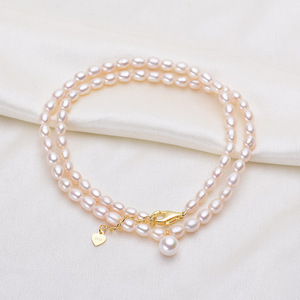 Collier de perles d'eau douce naturelles du lac Zhuji Shanxia, 4-5 mm, haute brillance, micro-imparfaits, forme de clavicule, vente en gros - Product Image 3