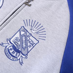 เสื้อแจ็คเก็ตฟลีซสีเทาเฮเธอร์ Phi Beta Sigma สำหรับผู้ชาย ทรงพอดีตัว ผ้าพรีเมียม เสื้อผ้าสำหรับชมรมกรีก สวมใส่สบายๆ - Product Image 4