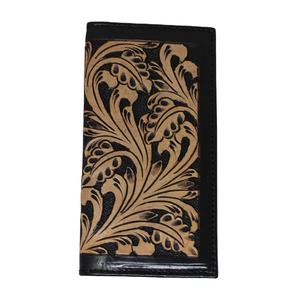 Portefeuille long en cuir véritable de style bohème unisexe usiné à la main et perlé avec blocage RFID - Product Image 1