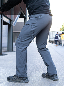 Men's Waterproof Zipper Fly <b>Elastic</b> Waist <b>Work</b> Pants Winter Tactical Fleece Lined Outdoor Windproof Soft Shell <b>Trousers</b> - Product Image 5