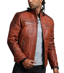 Men Genuine <b>Brown</b> Distressed <b>Leather</b> Patchwork <b>Jacket</b> Scarecrow Style Vintage Biker <b>Jacket</b> - Product Image 1