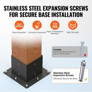 Kit Staffe Angolari Rinforzate a 4 Vie 6FT X 6FT per Lavori in Legno Fai-da-te, Base per Palo, Facile Installazione per Pergola Gazebo Padiglione, 4 Pezzi - Product Image 4