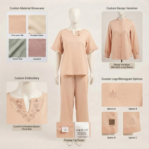 Conjunto de 2 Piezas de Algodón para Mujer, Color Sólido, Manga Corta, Cuello en V, Cintura Elástica, Ropa Casual para Estar en Casa, Ajuste Invernal para Adultos, Transpirable - Product Image 4