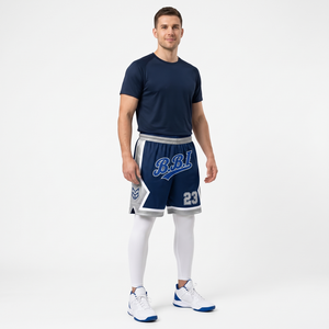 Pantalones cortos de baloncesto azules reales para hombre, al por mayor, de malla transpirable, ropa deportiva retro, pantalones cortos de entrenamiento para gimnasio, pantalones de uniforme sublimados - Product Image 6