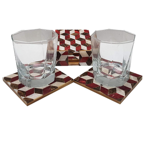 Sous-verre en os incrusté de pierre, 2 couleurs, pour tasses à thé, café et bière / Produit en vente - Product Image 2
