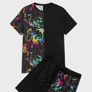 Ensemble décontracté homme style simple : T-shirt et short en coton avec cordon de serrage – Collection fabriquée au Pakistan - Product Image 1